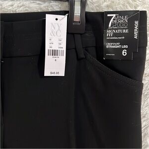 7th Ave Design Studio/New York & Co Black Crop Pant Straight Leg size 6
